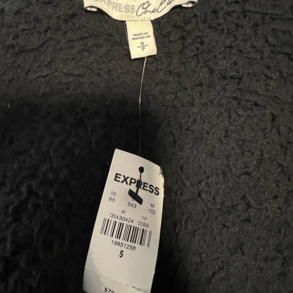 NWT Express Women Black Fleece Sherpa Half Zip Pullover Jacket $80 - Picture 8 of 8